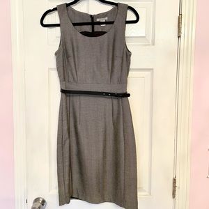 H&M Grey Herringbone Sleeveless Dress with Belt